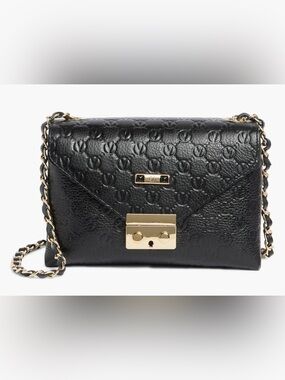 Valentino Black Embossed Leather Crossbody with Gold Hardware